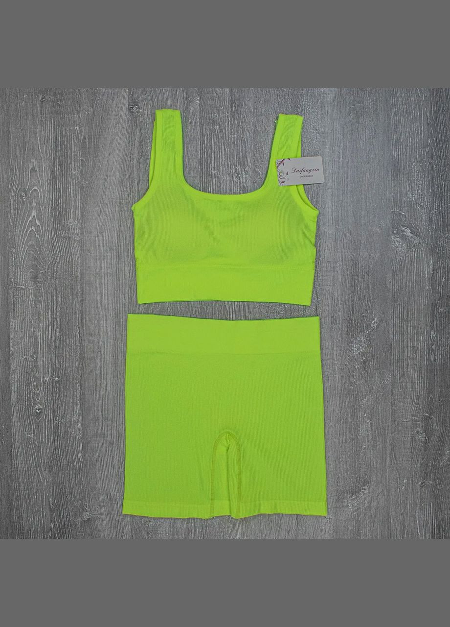 Фитнес костюм женский двойка топ и велосипедки в рубчик No Brand (325419077)