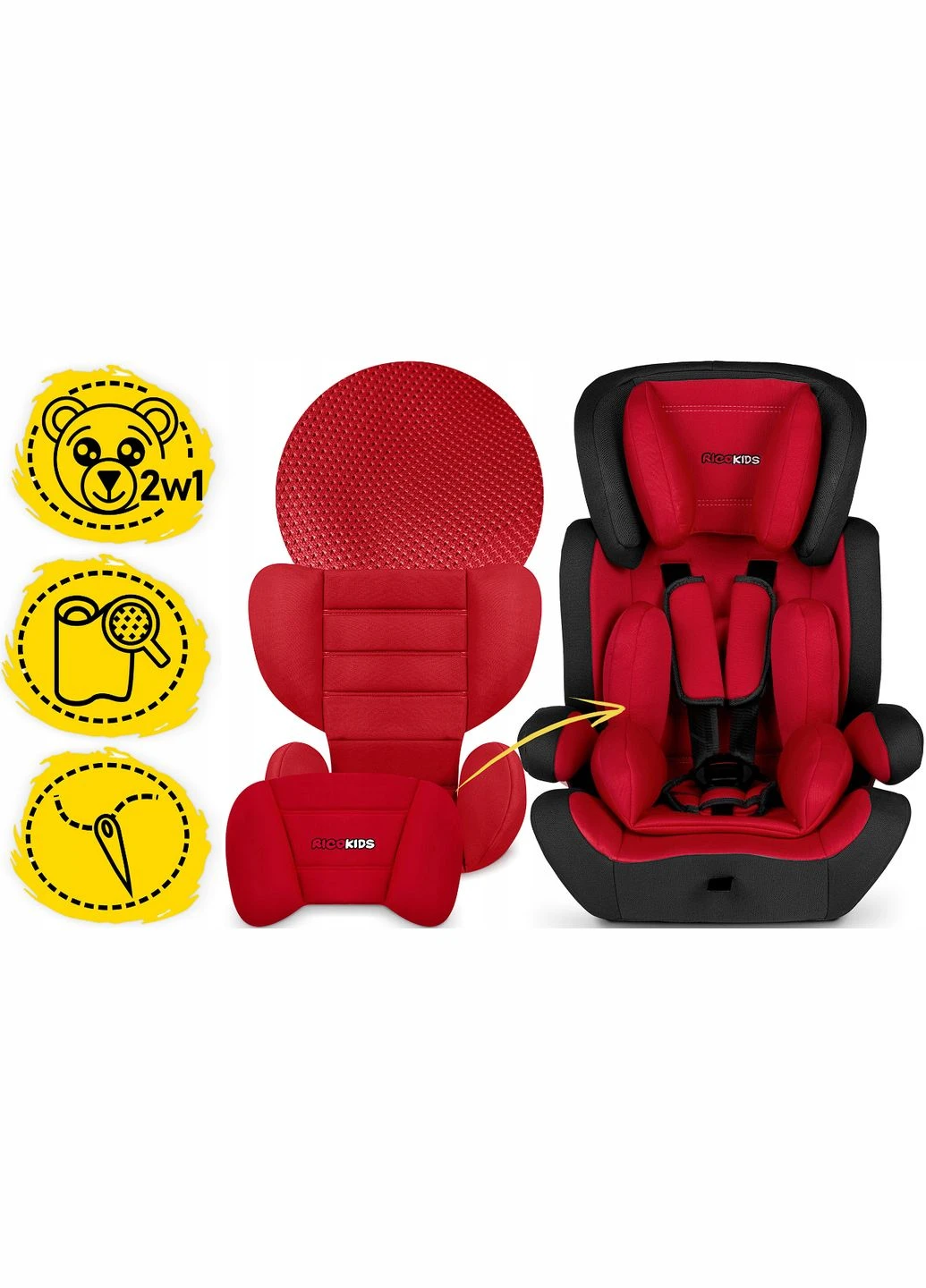 Автокресло Rico Kids Massi 9-36 кг Красное (Польша) Rocky (337341936)