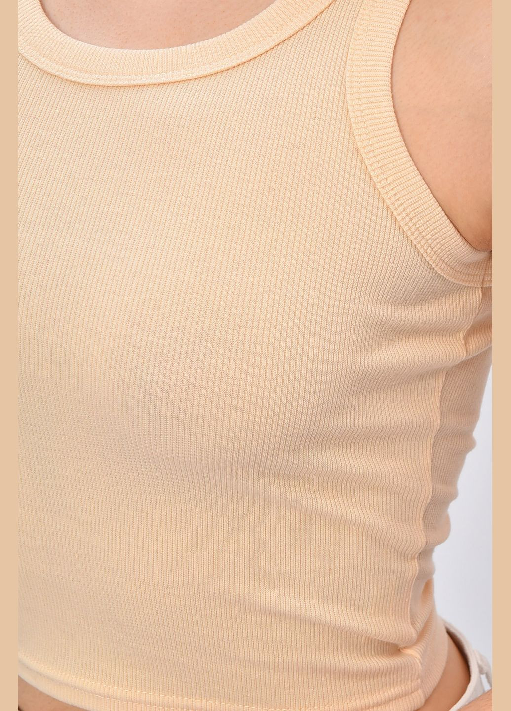 Майка женская однотонная в рубчик бежевого цвета Let's Shop - (331861819)