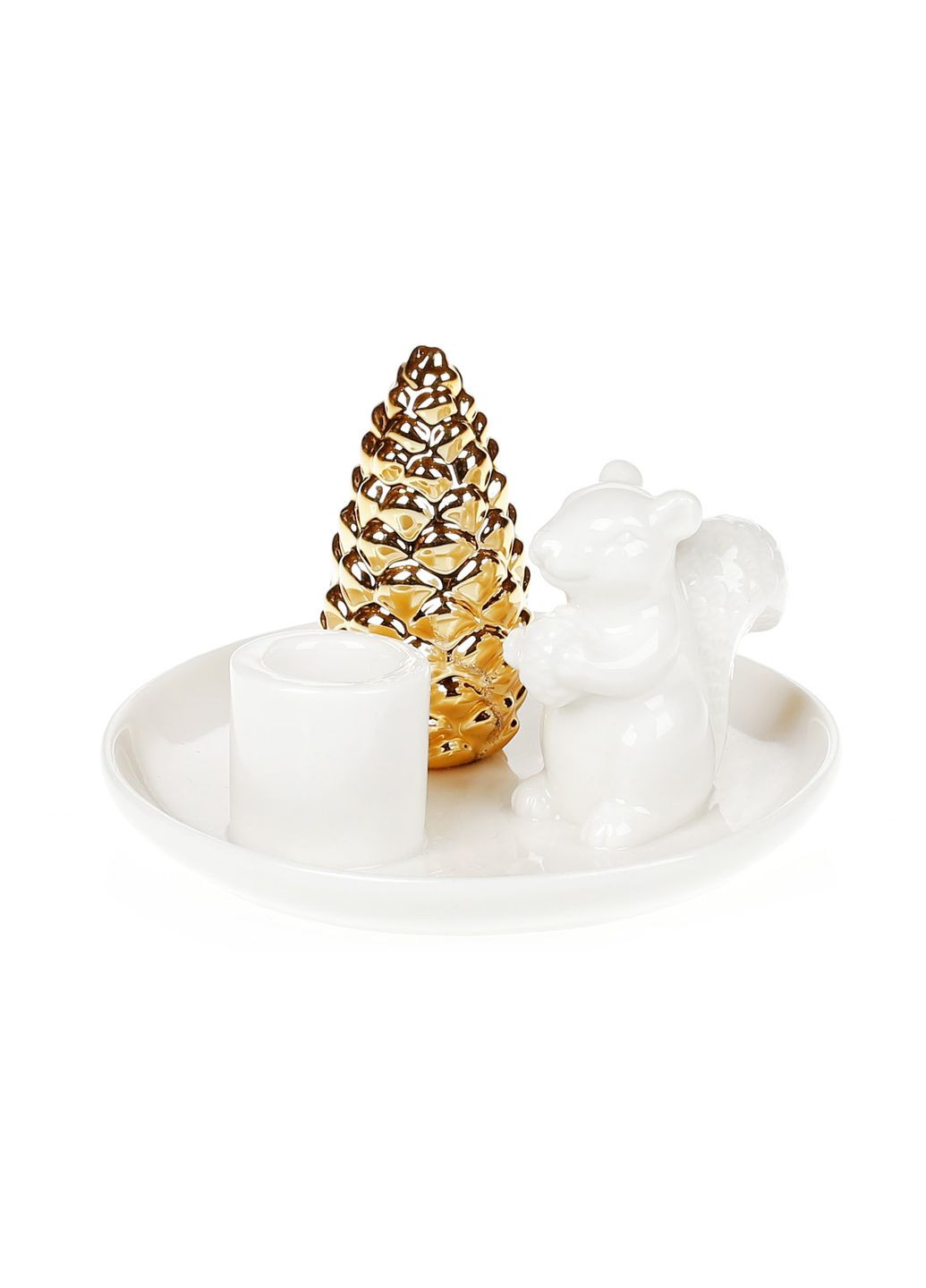 Подсвечник-композиция Белка с шишкой, 13.5 см No Brand (298066583)