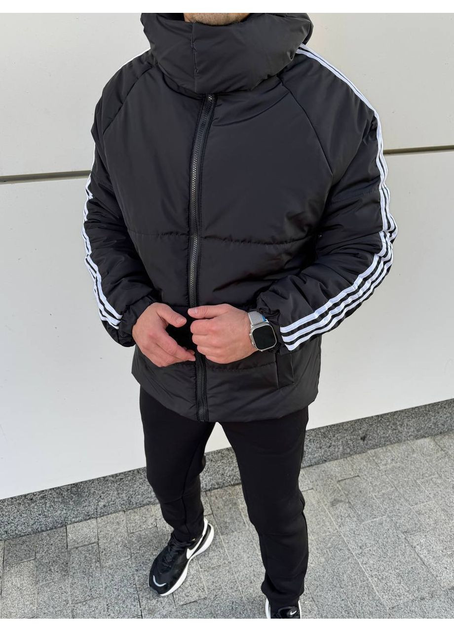 Чорна зимня чоловіча зимова куртка з капюшоном (заміри в описі) DK/DL Мода без кордонів