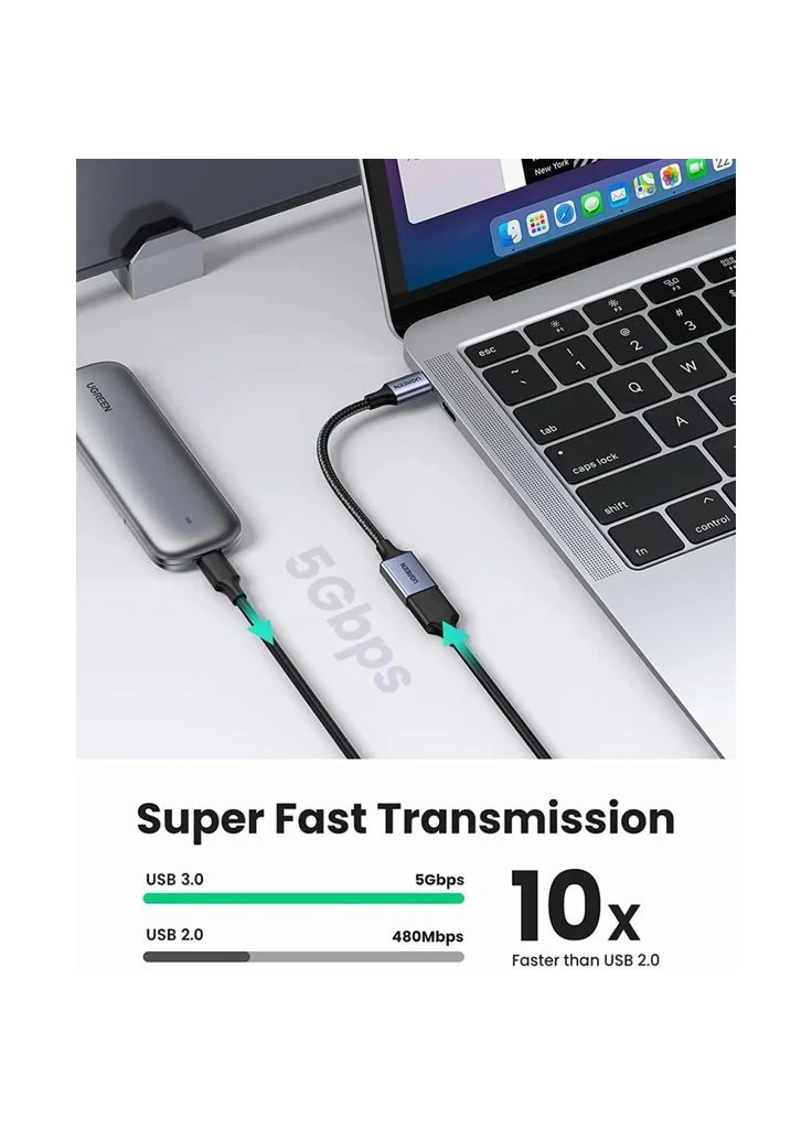 Перехідник OTG USB 3.0 AF to USB-C 0.1m US378 black (70889) Ugreen (382062345)