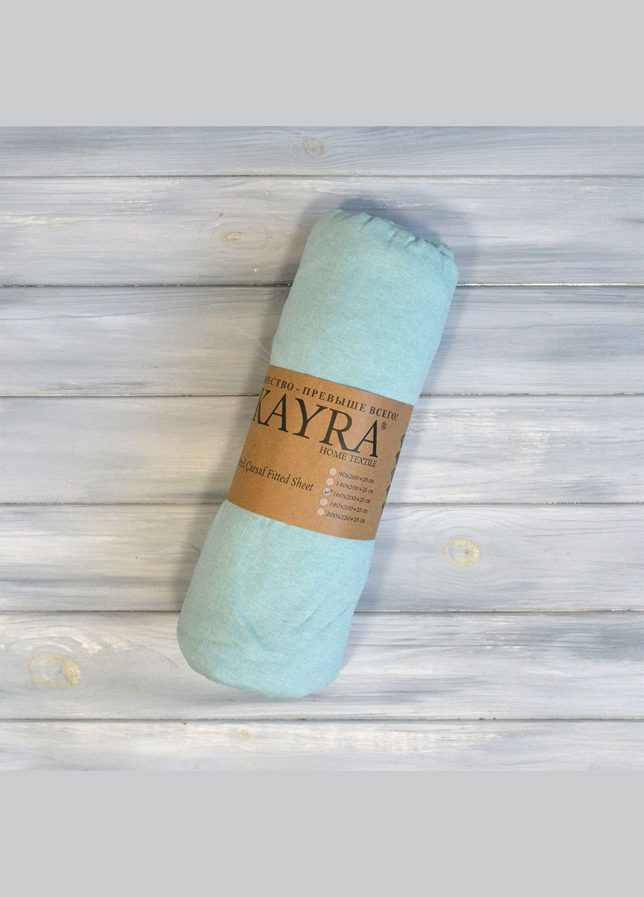 Простыня 90х200+25 см трикотаж на резинке мятная Kayra (318382519)