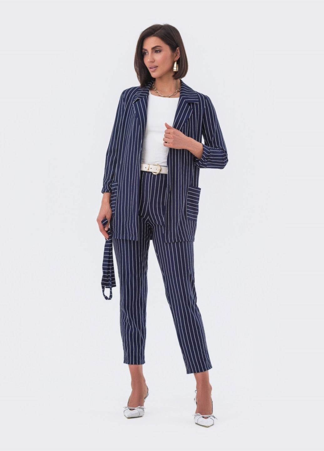 брючный костюм в полоску синий Dressa (287340353)