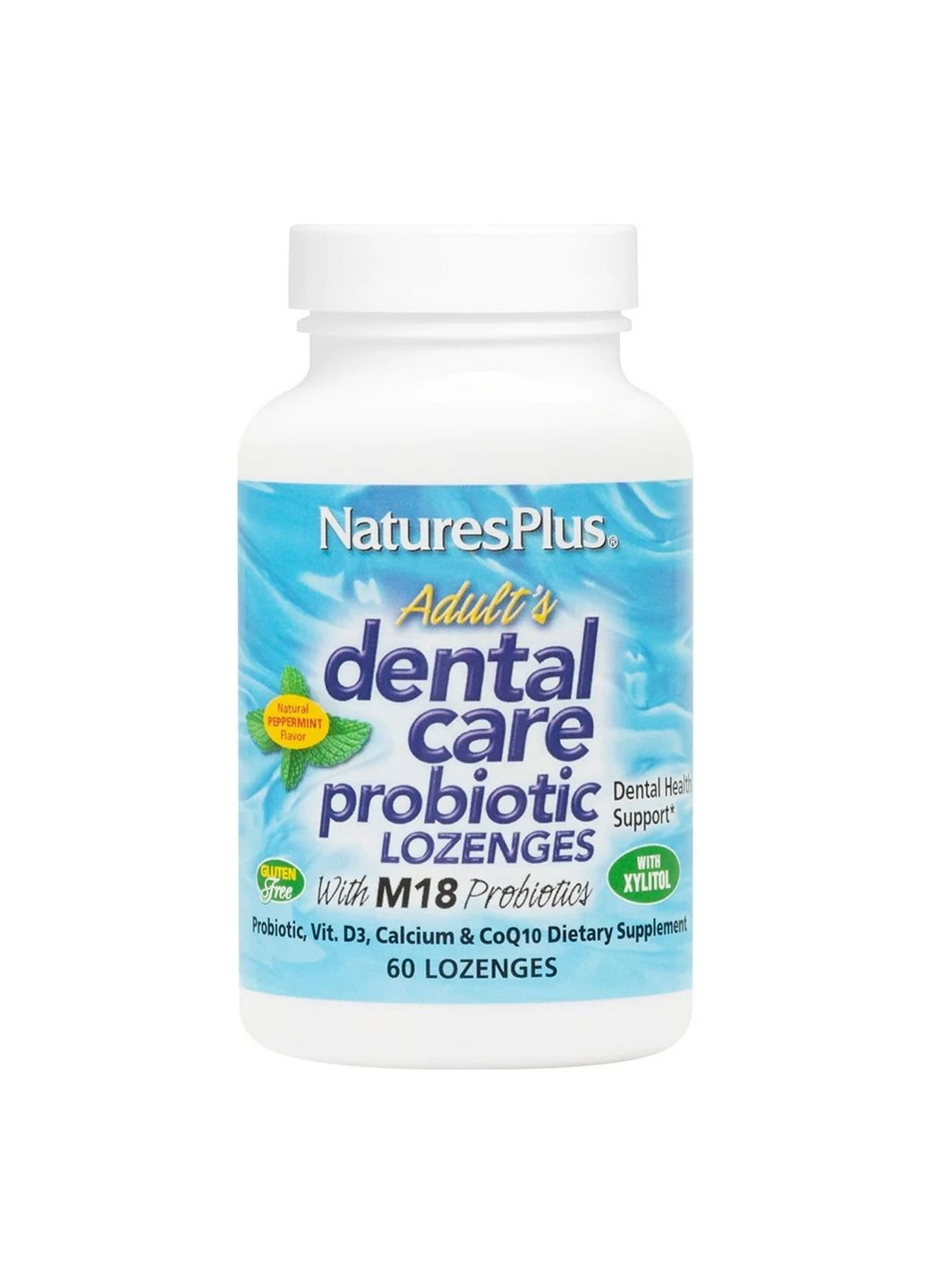 Пробіотики та пребіотики Adults Dental Care Probiotic, 60 льодяників Natures Plus (315874093)