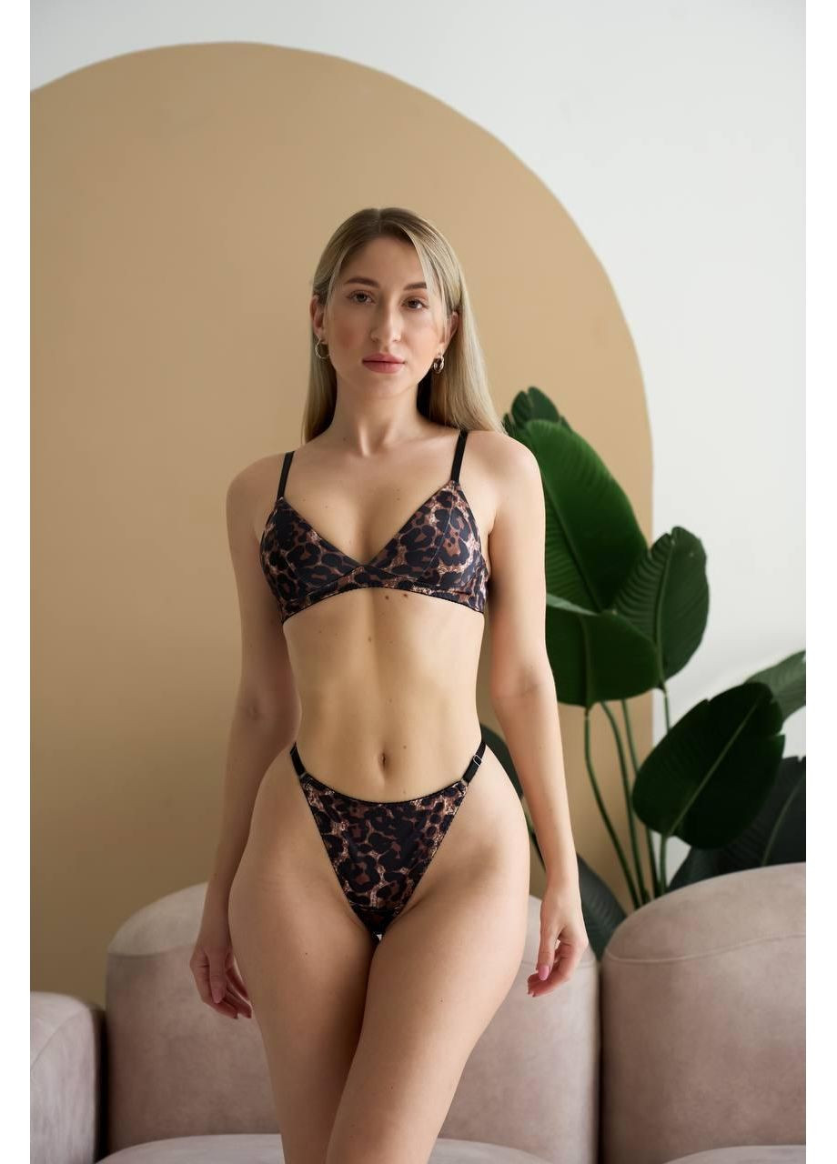 Комбінований демісезонний комплект білизни леопардовий / жіночий комплект без кісточок / м’яка білизна у тваринний принт 🐆 No Brand