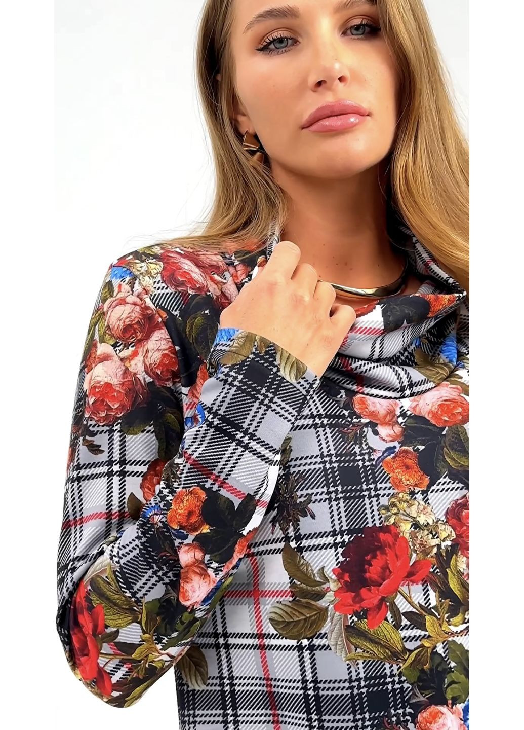 Комбінована трикотажна сукня у квітковий принт - ua54 / eu48 Iren Klairie