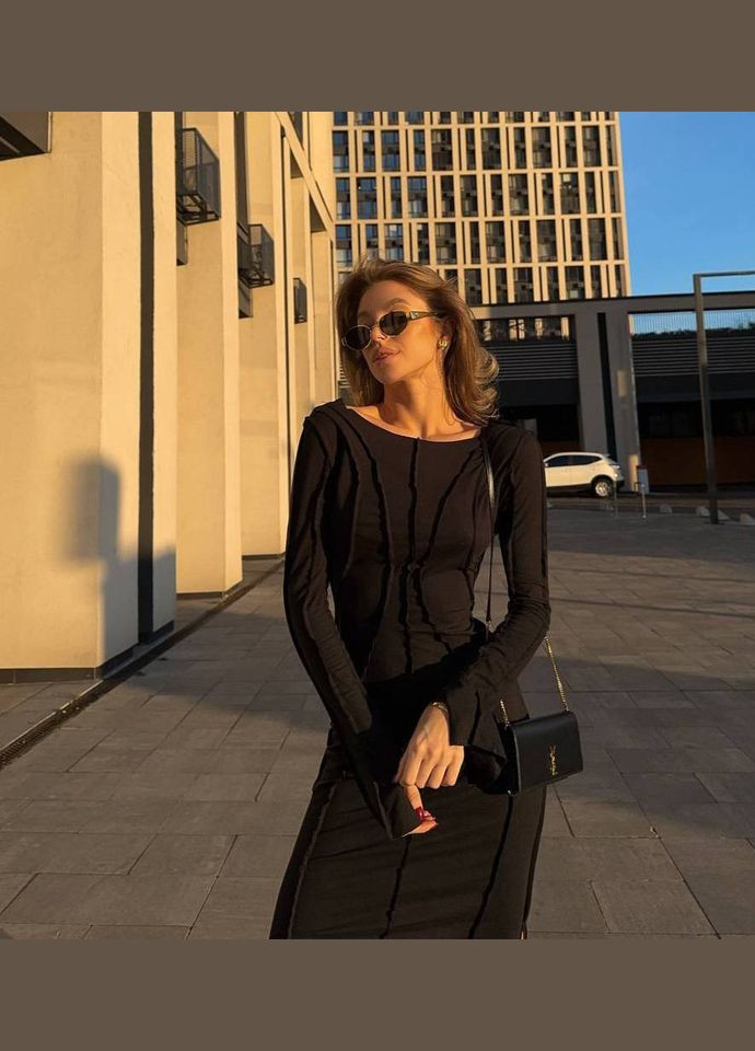 Черное коктейльное, деловое, повседневный, кэжуал, вечернее женское платье силуэтная FINO Mode