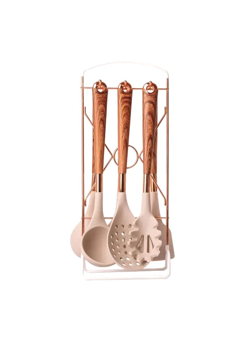 Набір кухонного приладдя на підставці 6 штук силіконові інструменти для приготування та сервірування кухні ProDobro (364190644)