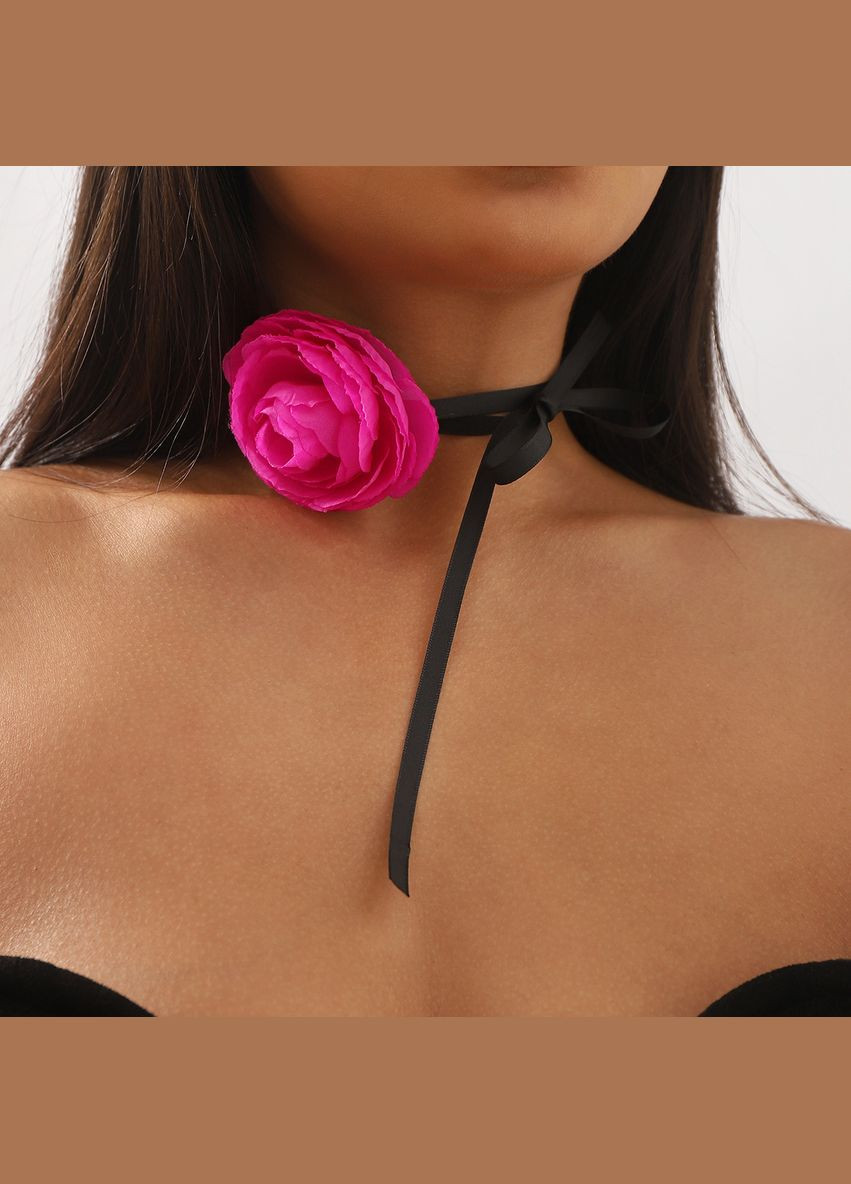Чокер на шию квітка з тканини Лютик зі стрічкою рожевий No Brand (339787307)