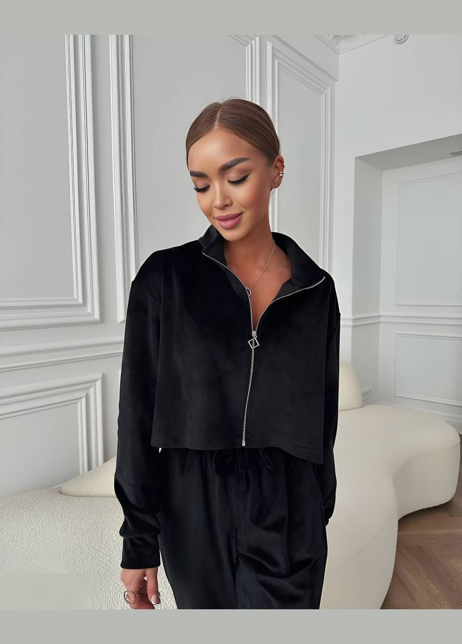 Легкий женский костюм на молнии черного цвета 33117 No Brand (332177745)