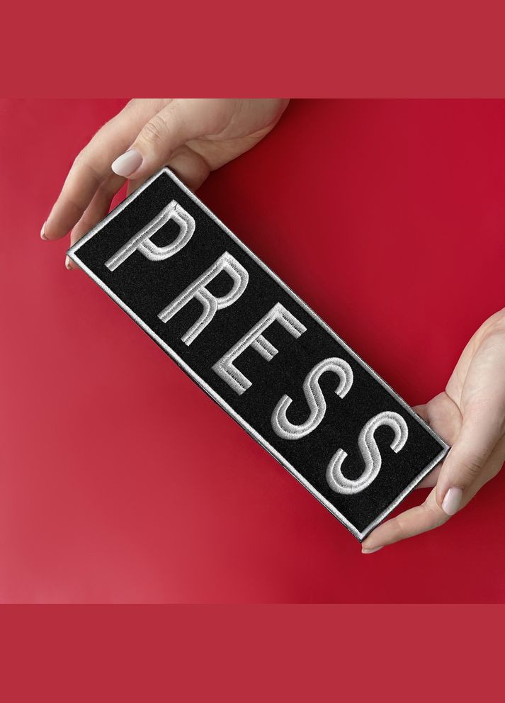 Шеврон нашивка на липучці для журналістів PRESS ПРЕСА, вишитий патч 8х25 см IDEIA (275869806)