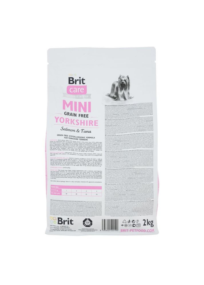 Сухой корм Care GF Mini Yorkshire для йоркширских терьеров, с лососем и тунцем, 2 кг Brit (362701696)