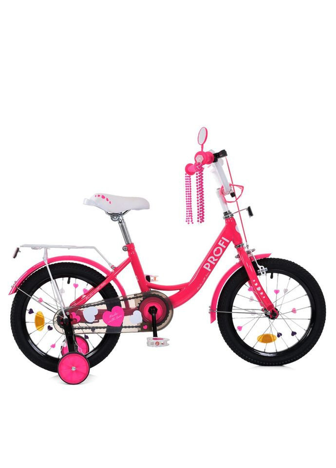 Дитячий велосипед 14 дюймів MB малиновий для дівчаток двоколісний транспорт з ліхтариком та багажником PROF1 (368758325)