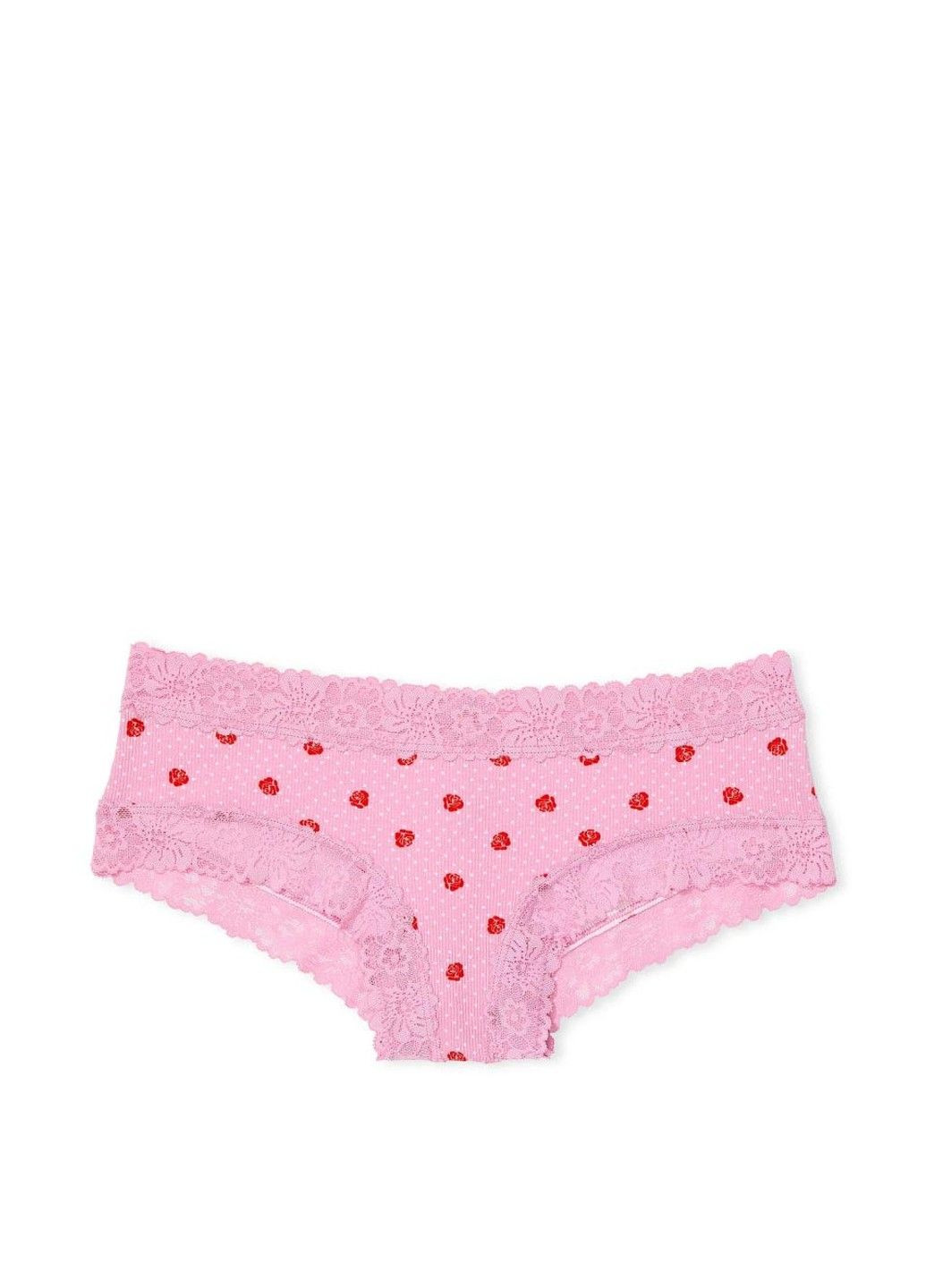 Трусики-чики женские хлопковые с кружевом PINK Wink Lace-Trim Cheeky Panty розовые Victoria's Secret (330829496)
