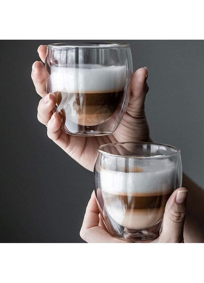 Набір скляних термостаканів Classica Java 250 мл з подвійними стінками, 6 шт, прозорі термочашки для кави, чаю, латте More (366088875)