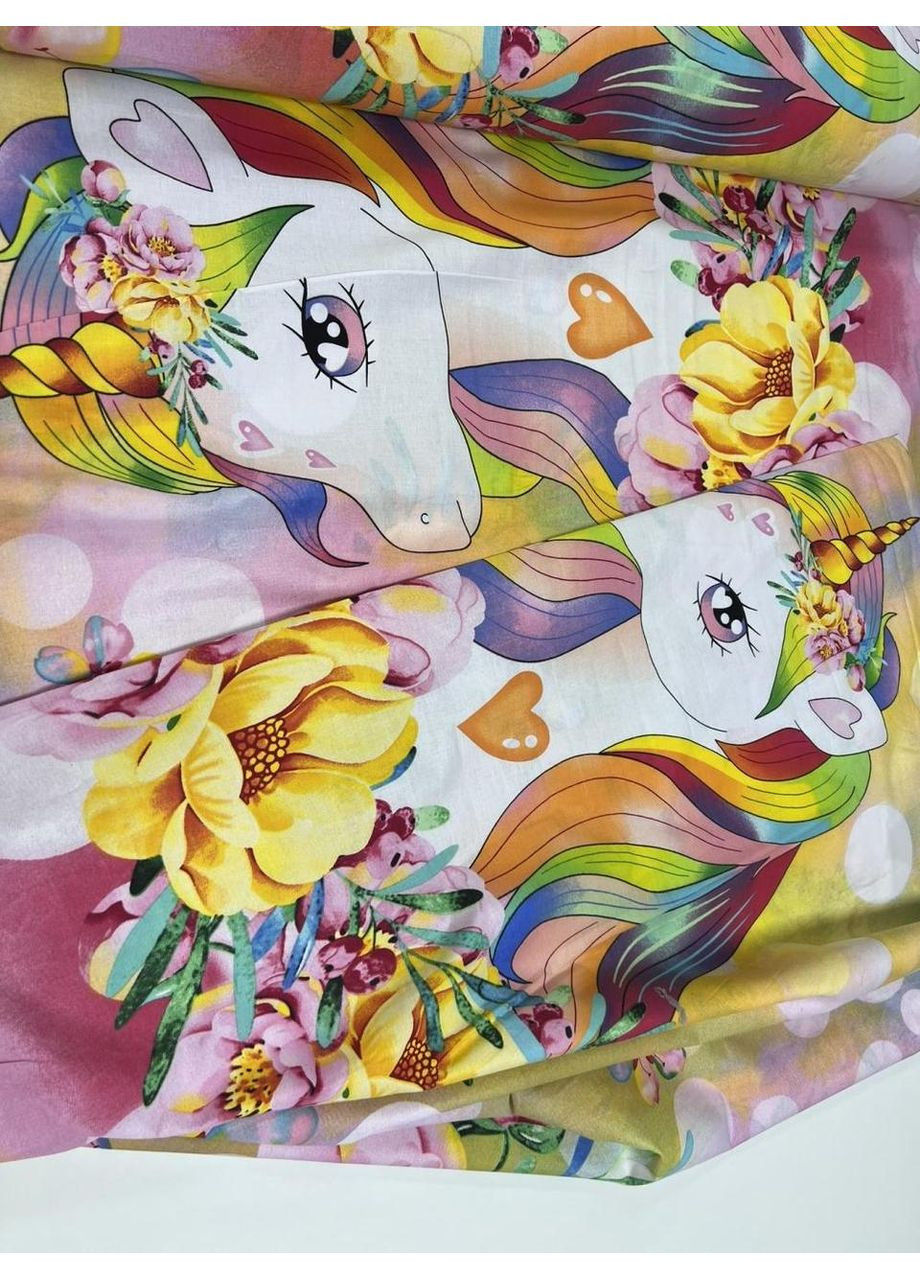 Постільна білизна з резинкою Єдиноріг, бязь Двухспальний розмір, наволочки 70/70 No Brand (363193429)