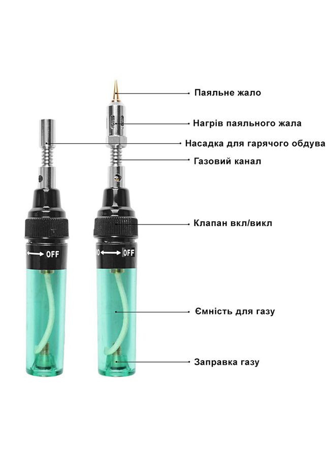 Портативний газовий паяльник MT-100 з набором аксесуарів (14 в 1) HandsKit (307908077)