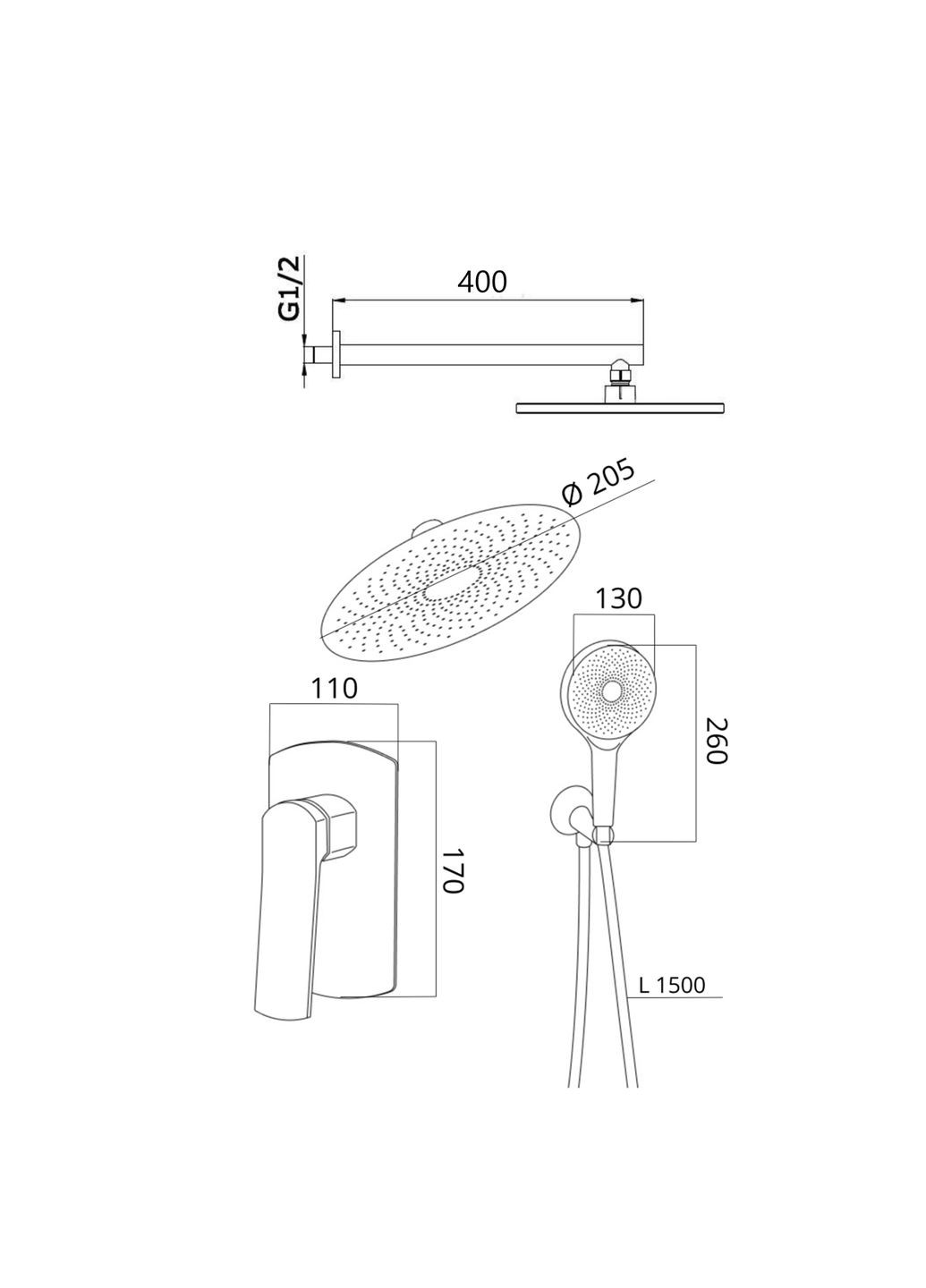 Душевая система универсальная Slavonice скрытого монтажа на два потребителя Chrome Qtap QTSLA113CRM45898 (346492715)