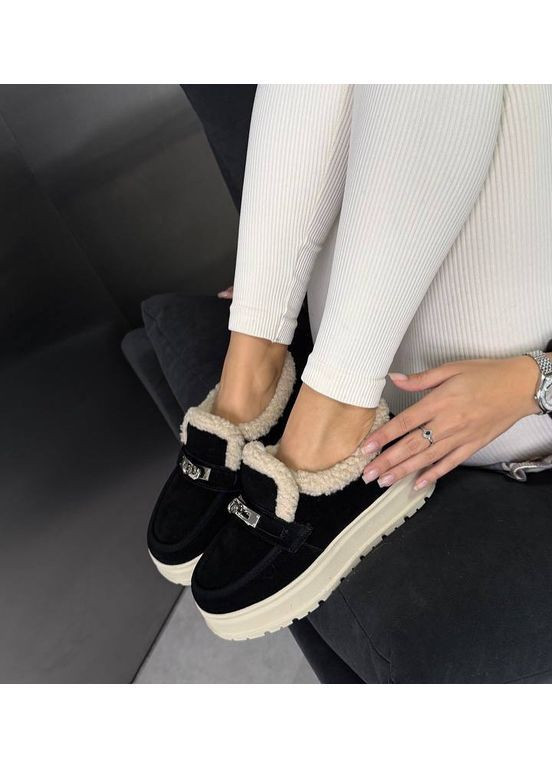 ITTS Трендові утеплені лофери, натуральна замша, зимові лофери, зимові черевики, лофери зима, зимові жіночі лофери код 7658 лофери чорний з натуральна замша, китай — зима (363136053)