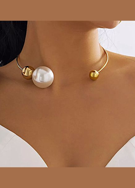 Чокер колье незамкнутое украшеное бусинами No Brand металл (327274185)