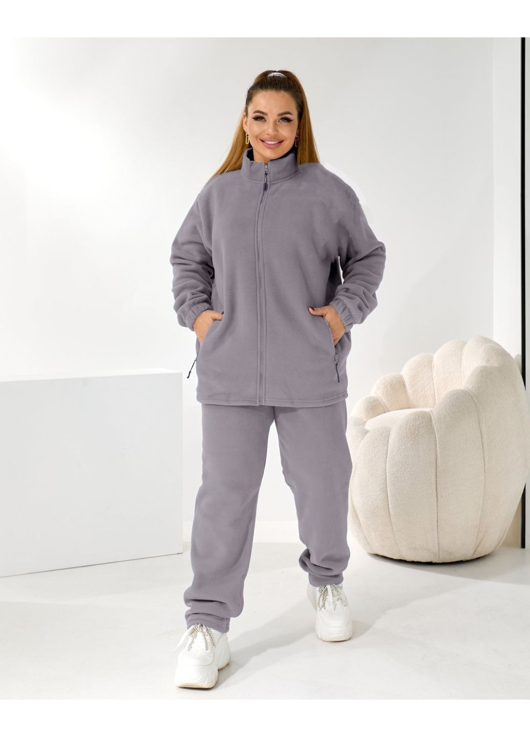 Дуже теплий флісовий жіночий спортивний прогулянковий No Brand костюм (366871218)