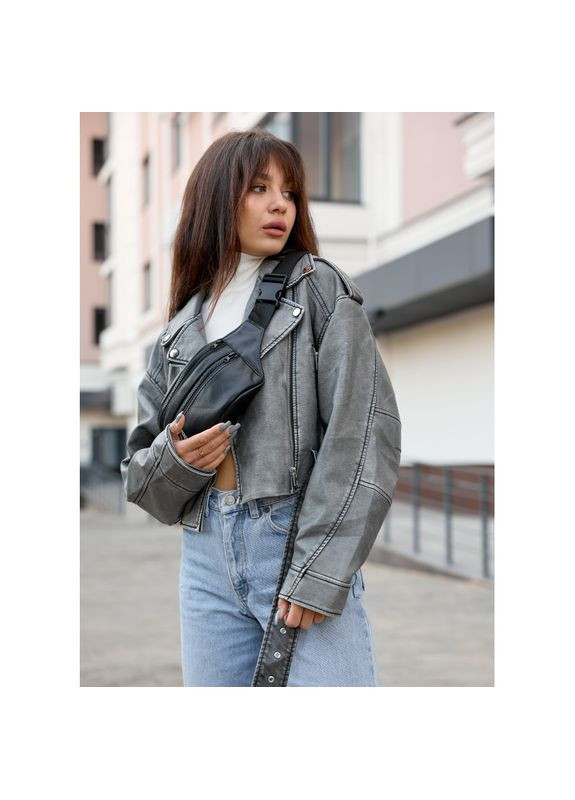 Женская сумка на пояс кожаная бананка Tirso BTT черная Sambag (322870622)