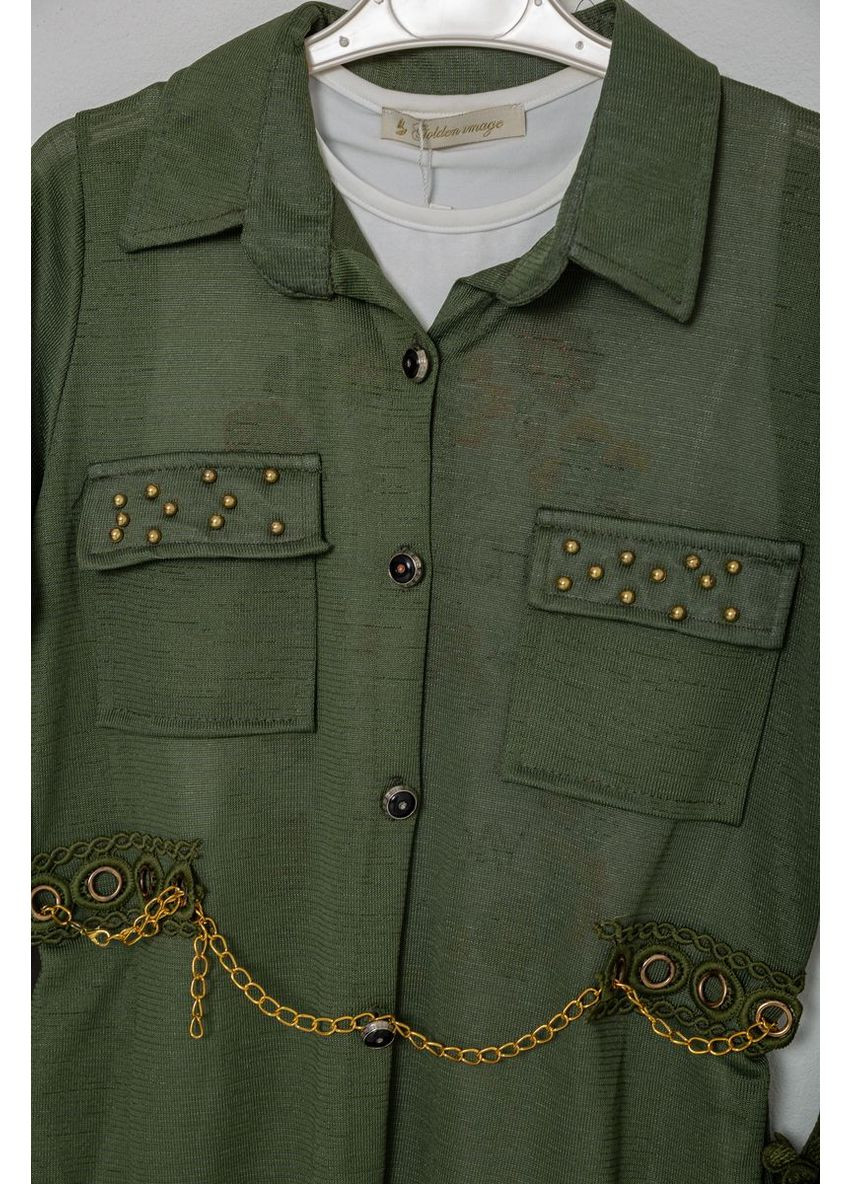 Хакі сукня-сорочка в комплекті з майкою для дівчаток Sport Line (362355761)