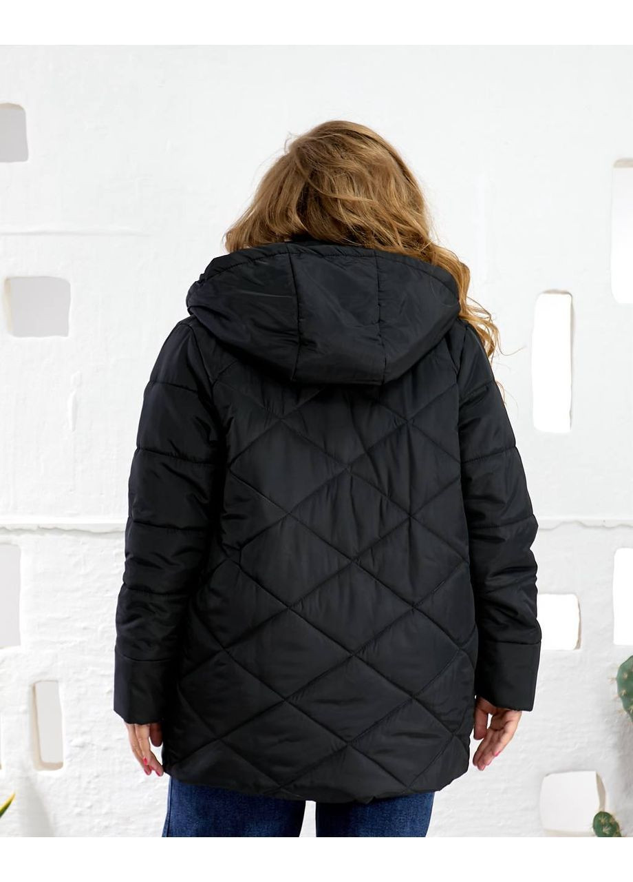 Черная зимняя куртка зимая плащевка эмми, синтепон 250, с карманами и капюшоном Україна