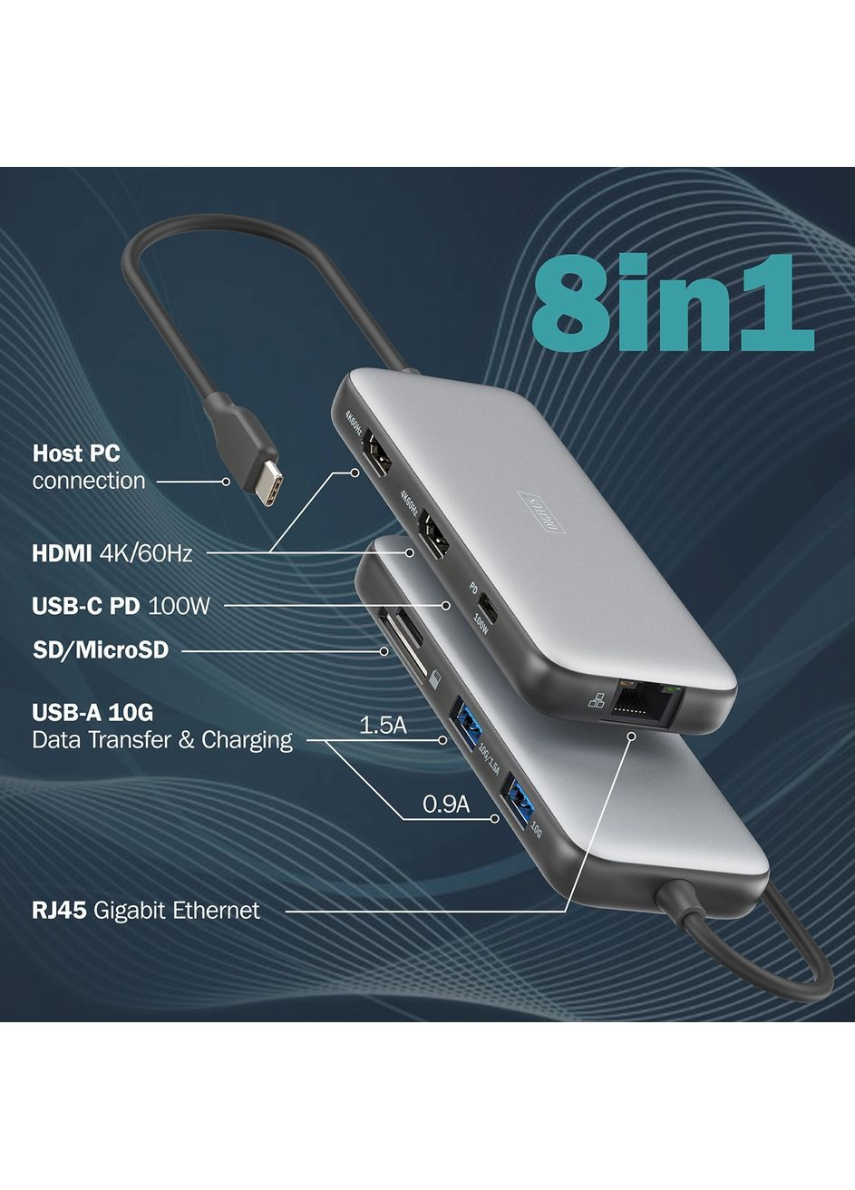 Док-станція USB-C > 2xHDMI/2xUSB-A/USB-C/SD/MicroSD/RJ54 Digitus (360396220)