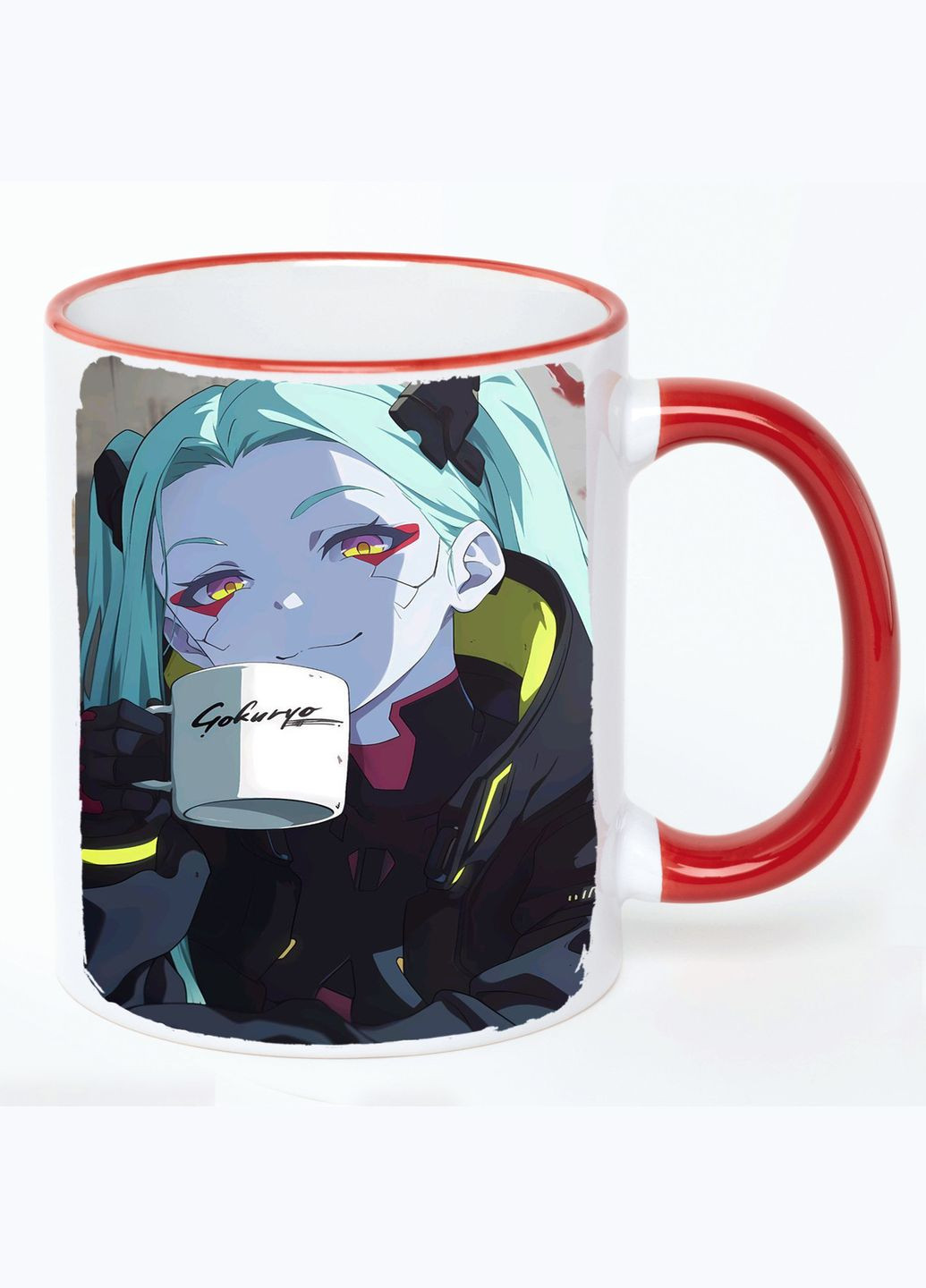 Чашка Киберпанк Аниме #012 (кружка, кружка) Белая с Красной ручкой 330 мл No Brand (322715972)