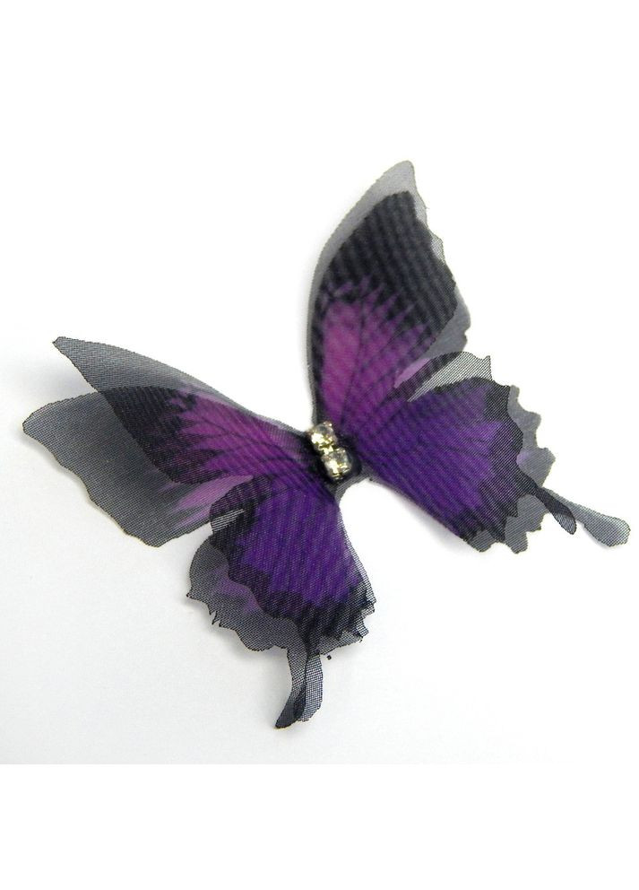 Бабочка шифоновая со стразами, 45х40 мм, фиолетово-черный No Brand (341731049)
