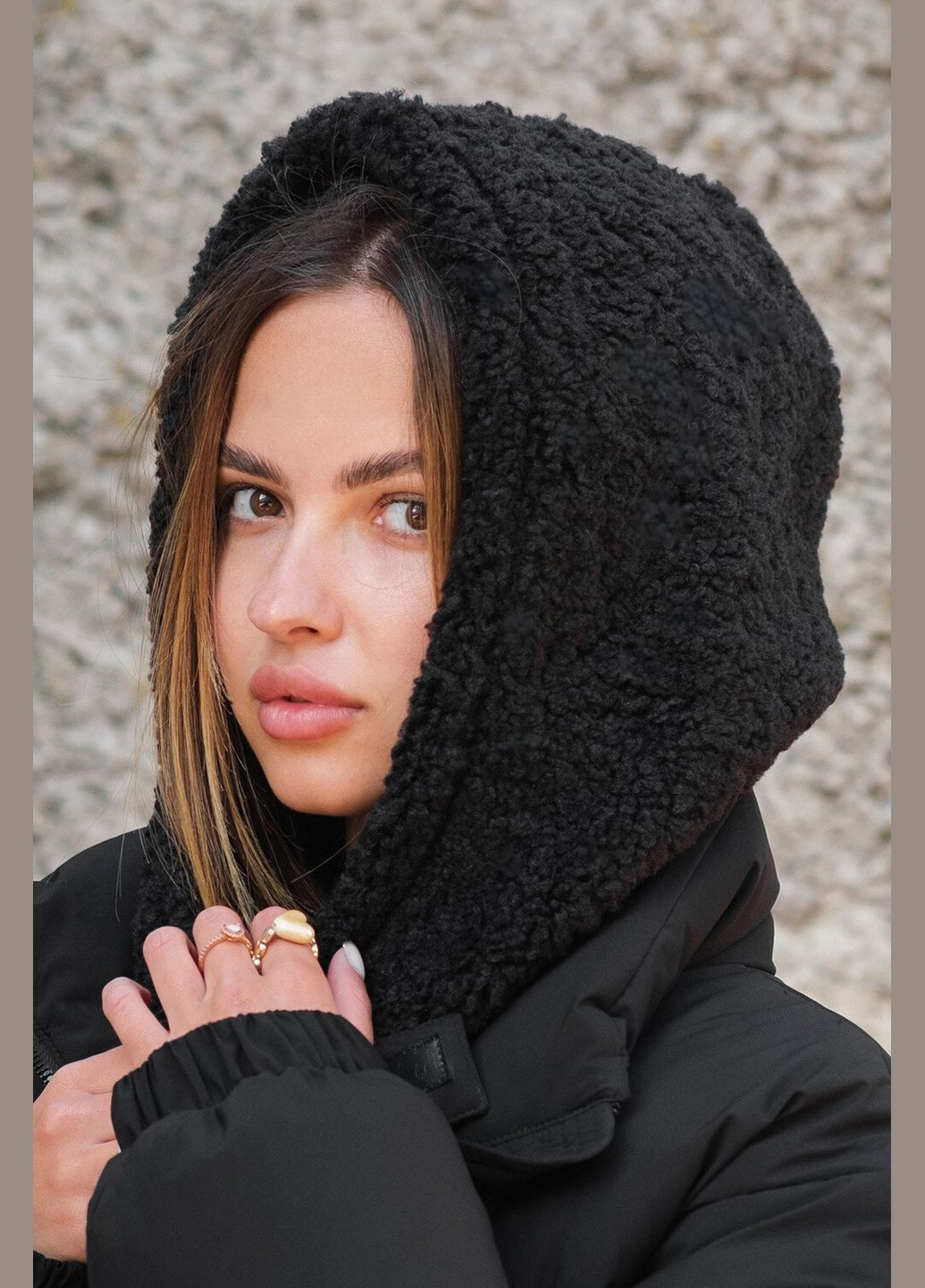 Жіноча тепла шапка капор на флісі Bonnet Without (305574714)