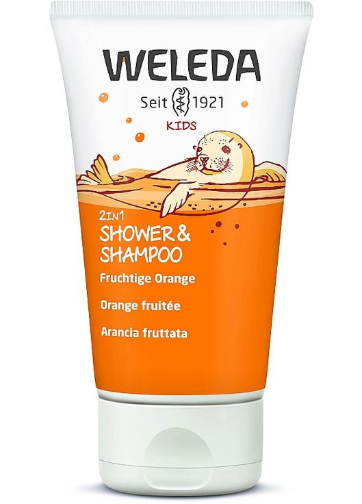 Детский шампунь-гель 2 в 1 "Апельсин" Kids 2in1 Shampoo & Bodu Wash Fruchtige Orange 150ml (389413-31015866) Weleda (368642090)