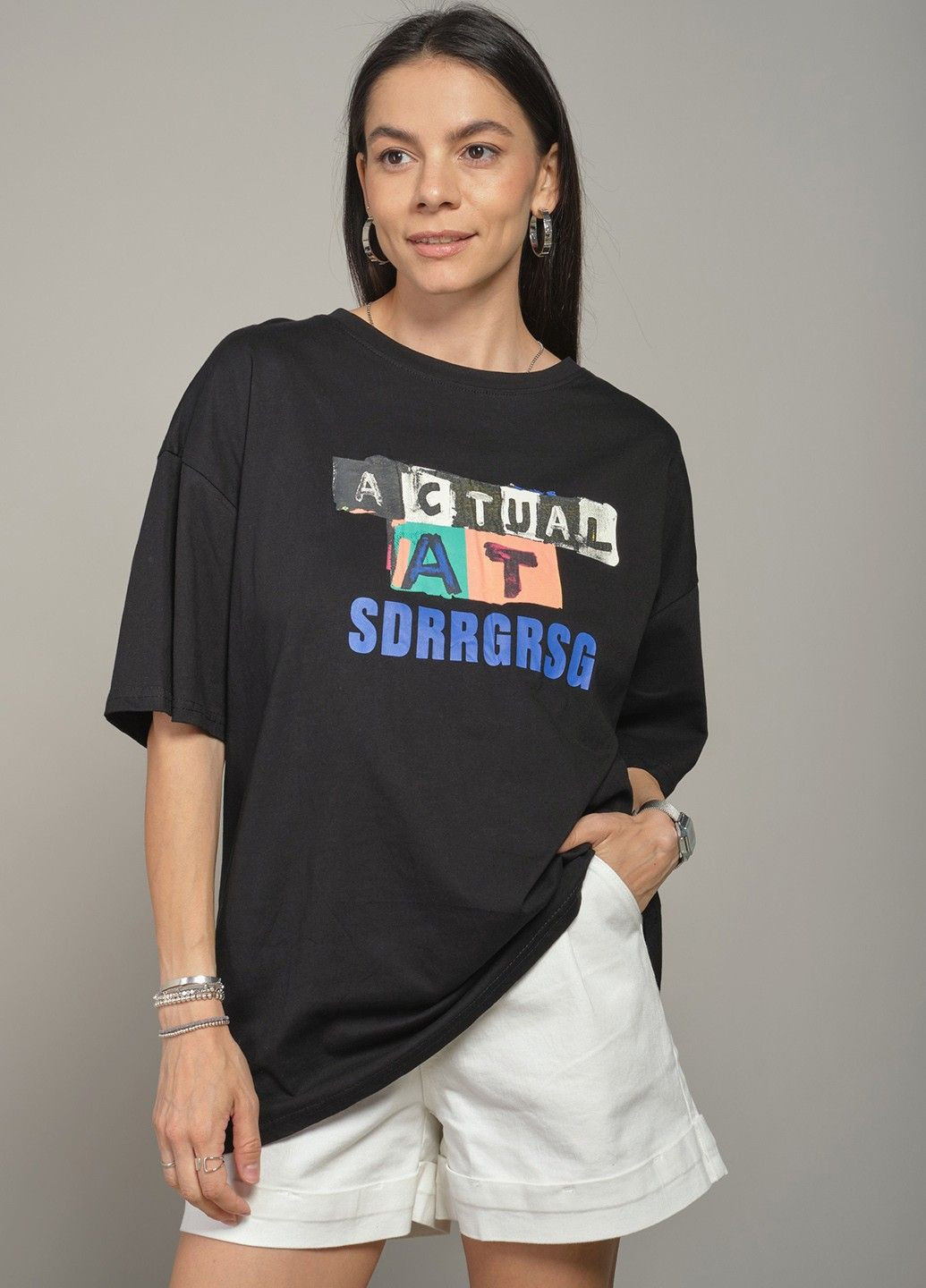 Футболка жіноча T23-1 чорна з принтом 343991 Power - (296777412)