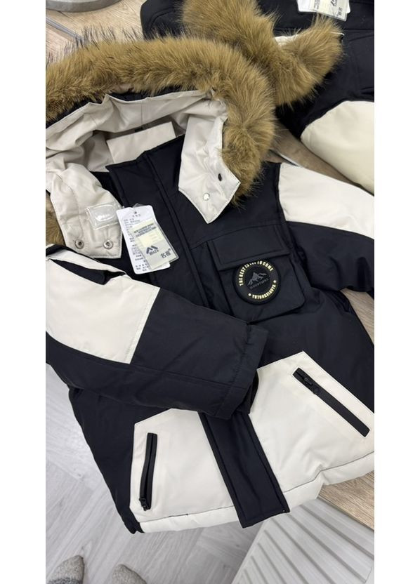 Чорний зимній дитячий зимовий комплект для хлопчика (куртка + комбінезон) брючний BabyStyle