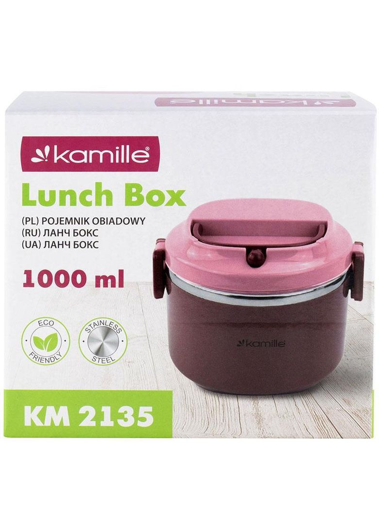 Ланч-бокс Snack 1000мл, пластик і нержавіюча сталь, рожевий Kamille (330018396)
