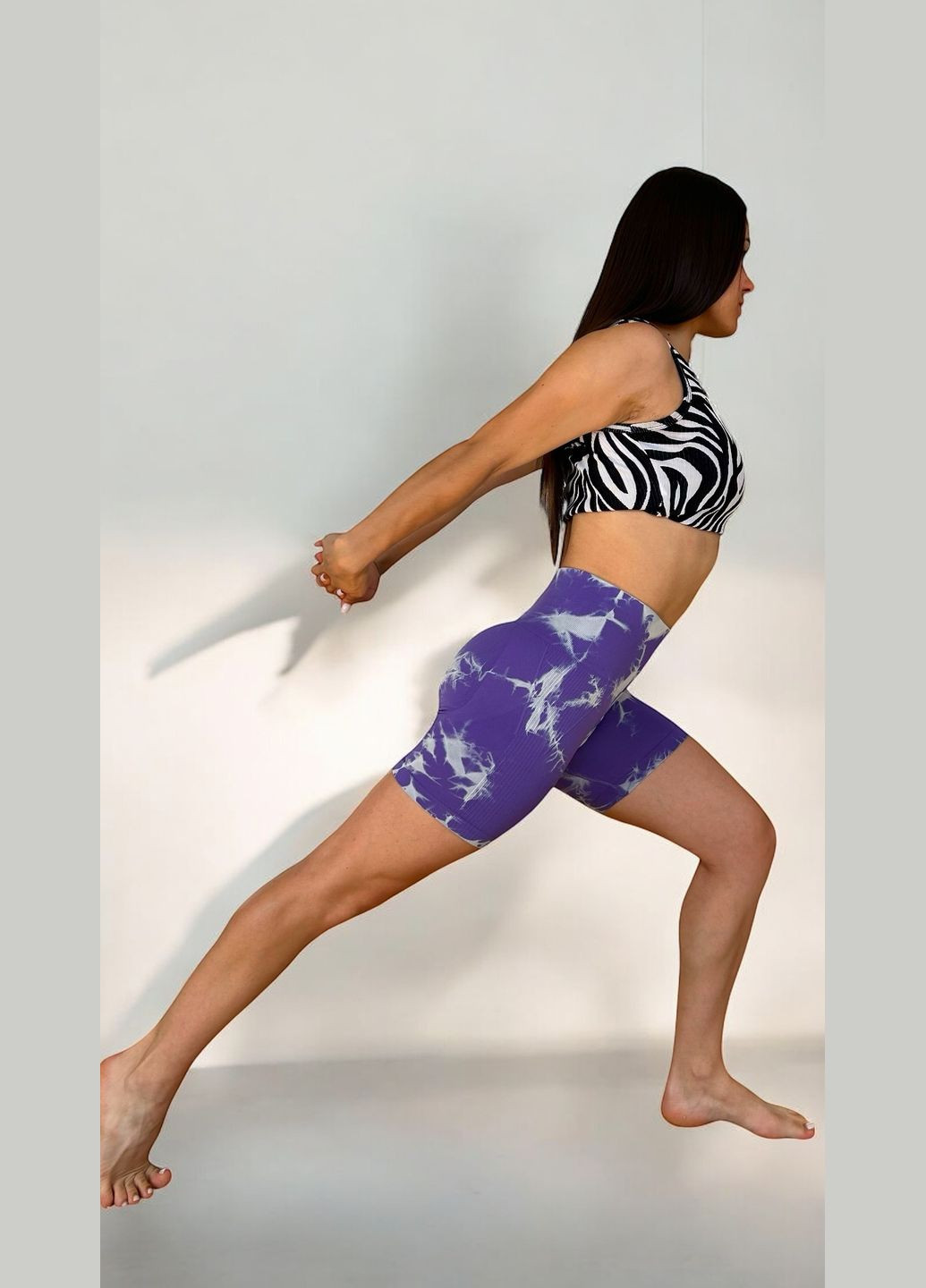 Шорти укорочені велосипедки з пуш-ап No Brand шорти тай-дай з пуш-ап тай-дай фіолетовий спортивний, кежуал