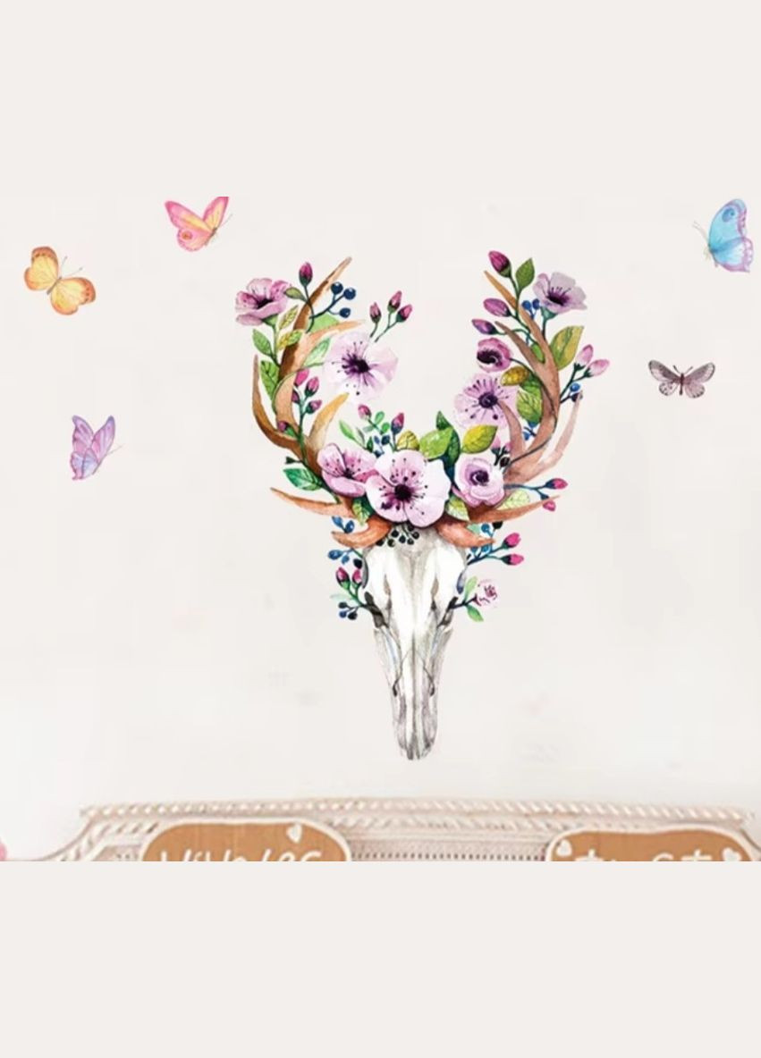 Виниловые наклейки Олень в цветах (лист 60 х 90 см) Б41-7 No Brand (305593715)