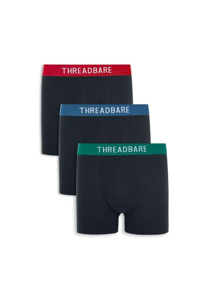 Набір чоловічих трусів боксерів Black Hipster Boxers 3 шт. Threadbare Боксери (324266028)