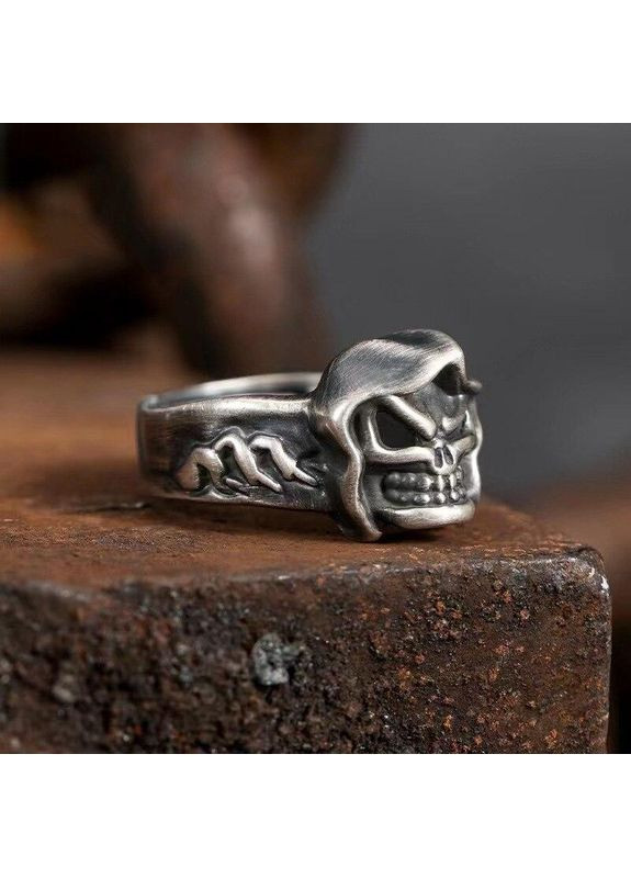 Чоловічий сріблястий перстень «Готичний Мрачний Жнець» з демоном у капюшоні, регульований AurumLux155 Fashion Jewelry (296193703)