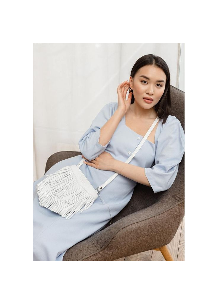 Шкіряна жіноча сумка з бахромою міні-кроссбоді Fleco біла (A-026875) BlankNote кросс-боди (327874250)