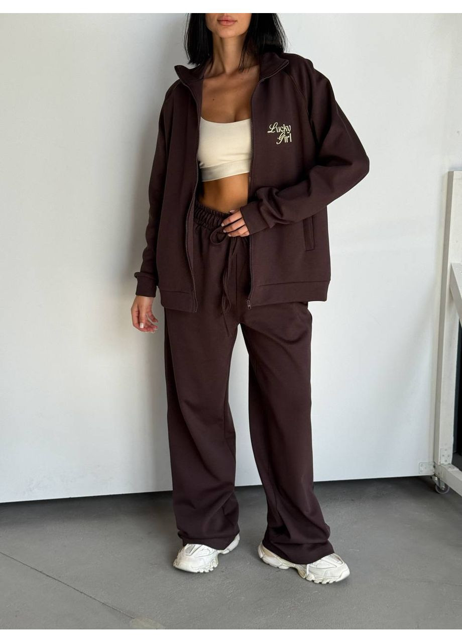 Женский костюм с вышивкой Lacky Girl из премиальной ткани, модель 075 DK/DL Мода без кордонів (355076556)