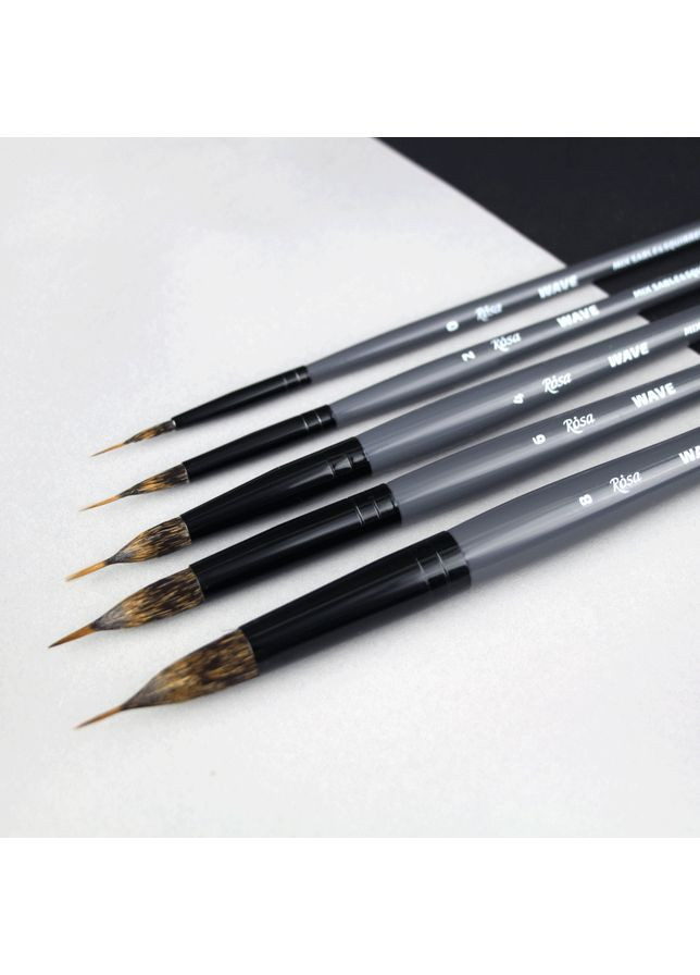 Кисть микс белка/соболь лайнер WAVE 148 №0 короткая ручка ROSA Роса (362577972)