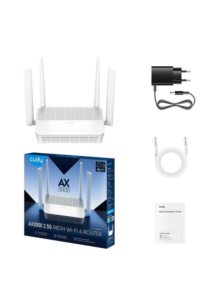 Маршрутизатор двухдиапазонный Cudy WR3000H Wi-Fi 6 Mesh Gigabit 2.5G Port No Brand (396518031)