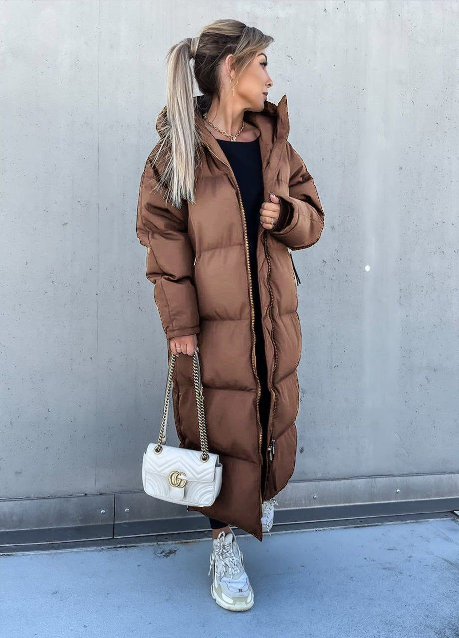 Коричневая зимняя куртка пуховик женская зимняя к-011 мокко SoulKiss k-011