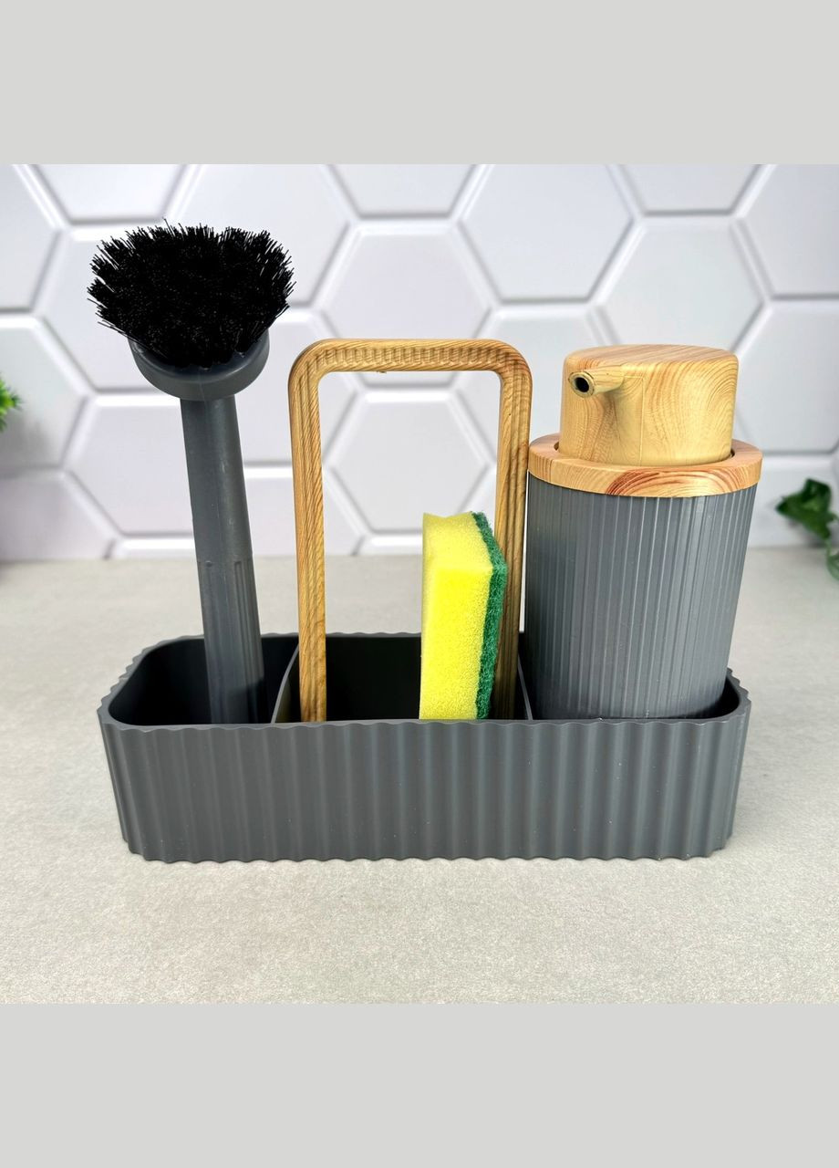 Набір аксесуарів для кухонної мийки 4 предмера Сірий BT-4504 Eurogold (303428857)