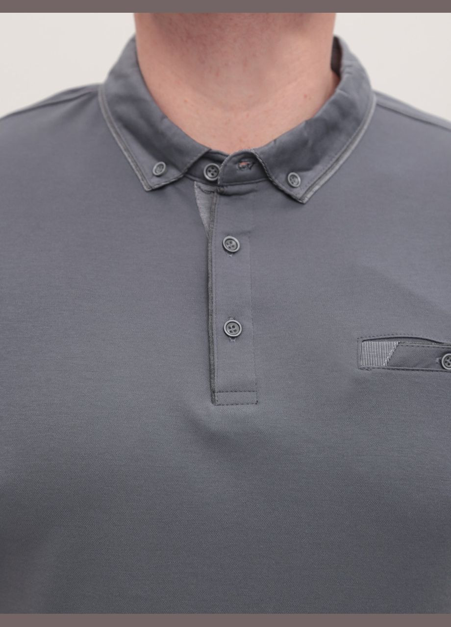 Темно-серая футболка-поло мужское серое однотонное короткий рукав для мужчин MarcoStar однотонная