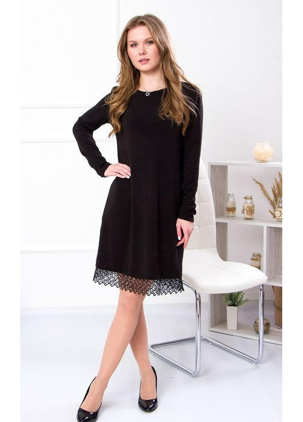 Чорна святковий сукня жіноча (p-7704) Носи своє однотонна