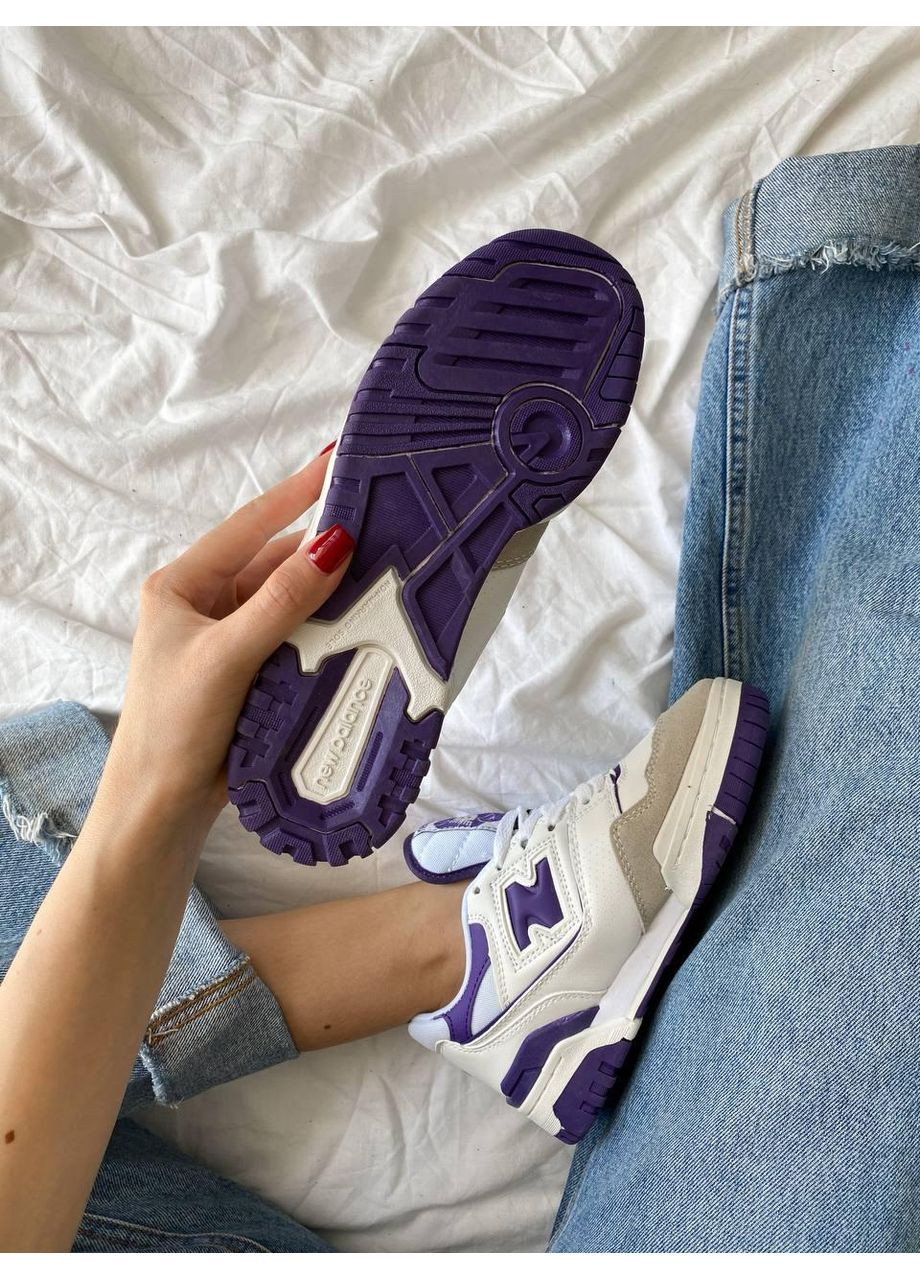 Білі Осінні кросівки чоловічі new balance 550 white purple нью беланс 550 No Brand